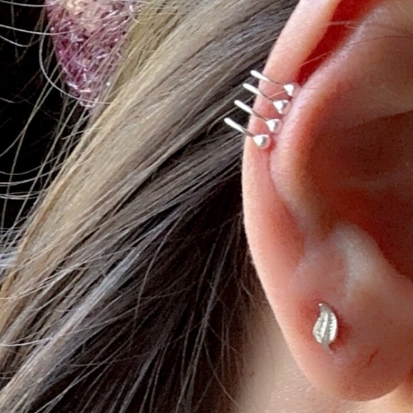 Stacked Sterling Silver Ear Cuff – Bold Four-Band Statement - Picture 3 of 9